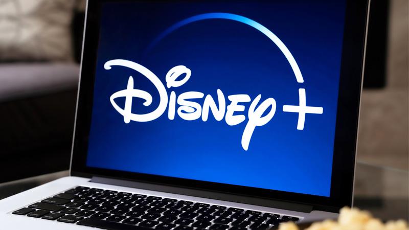 Laptop with Disney+ logo on screen