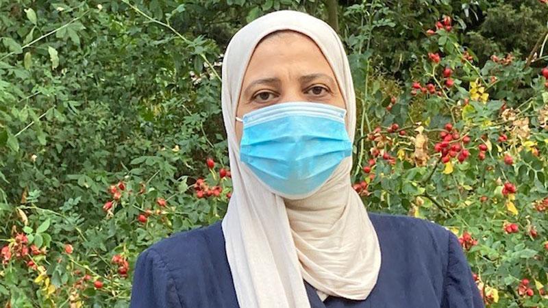Dr Manal Mohammed wearing a face mask