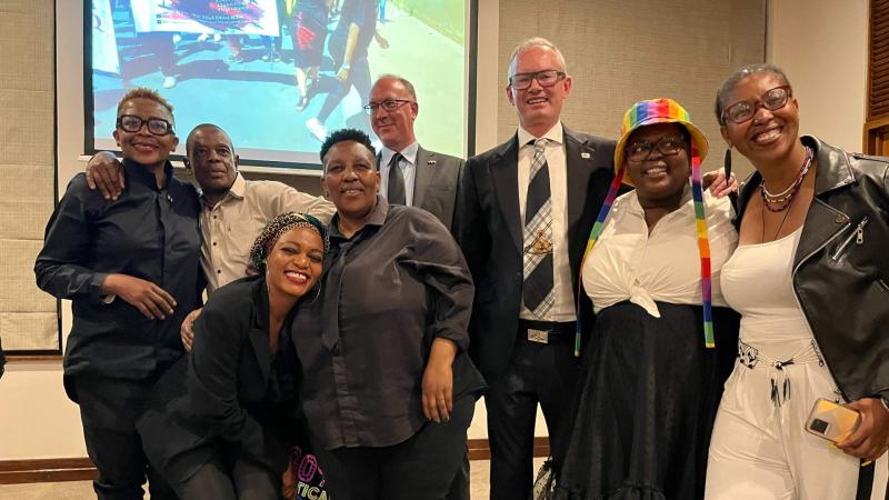 Dr Daniel Conway and the UK High Commissioner to South Africa Forum for the Empowerment of Women, the organisers of Soweto and Ekurhuleni Pride.