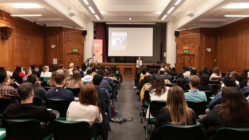 Graham Hobson presenting on What it Takes event for a the audience