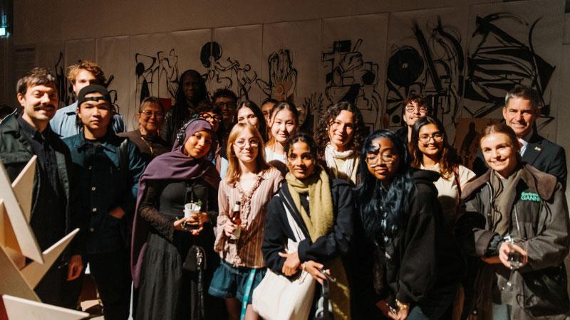 Group photo of student participants in the D-FUSE citizen self portrait exhibition