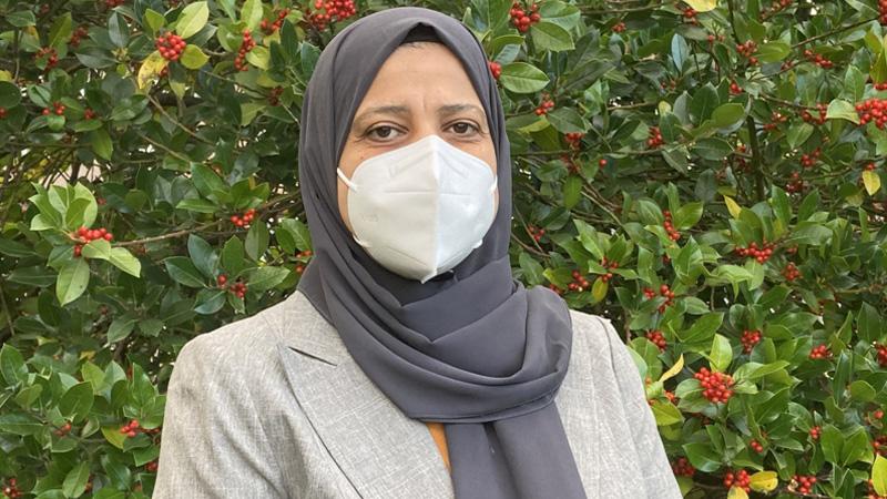 Headshot of Dr Manal Mohammed wearing face mask