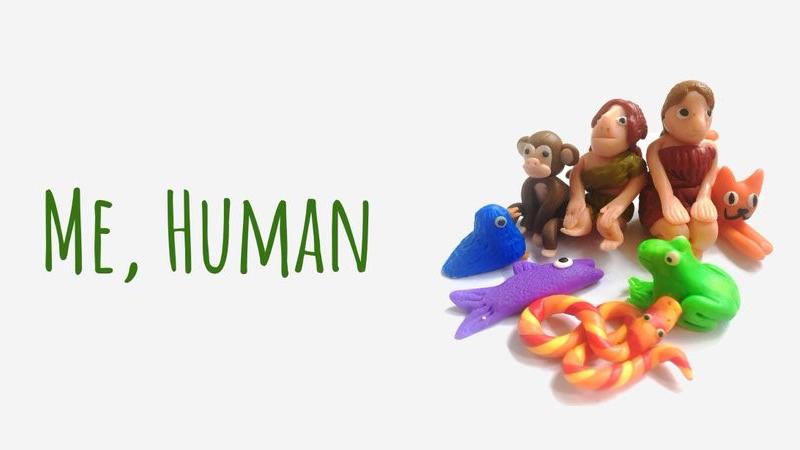 Promotional poster featuring Plasticine animals for Me, Human