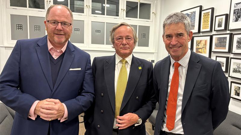 George Freeman MP, Professor Geoffrey Guy and Professor Peter Bonfield