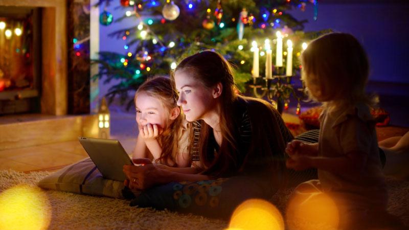 mum-and-children-watching-christmas-films