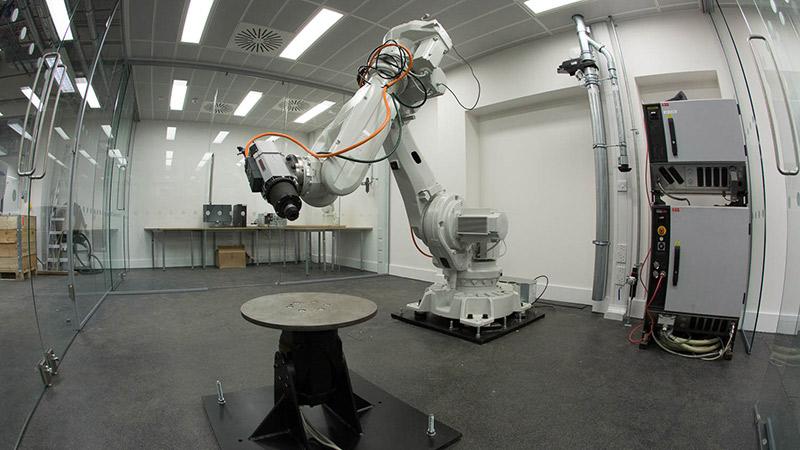 Robotic arm in Westminster's Fabrication Laboratory