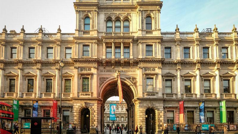 Exterior of the Royal Academy of Arts building in London