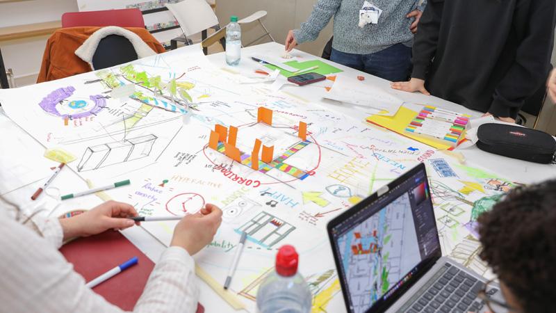 Students taking part in co-design workshop