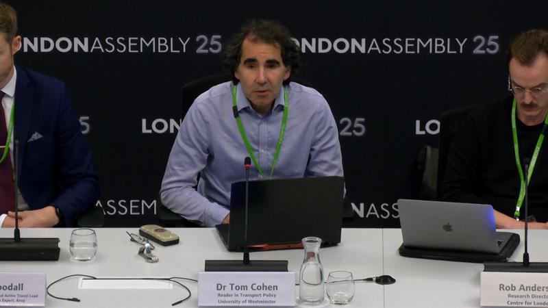 Tom Cohen talking on a panel at the London Assembly