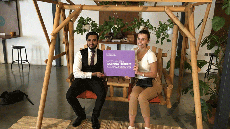Abu Bakr Kalam (Psychology BA student) and Diellza Hasani (Business Management – Marketing BA student) in Dubai with WWC in September 2019.