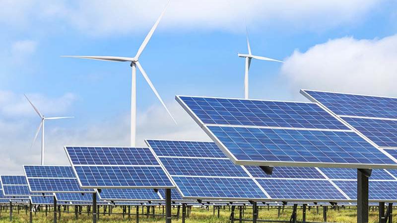 Windmills and solar panels 