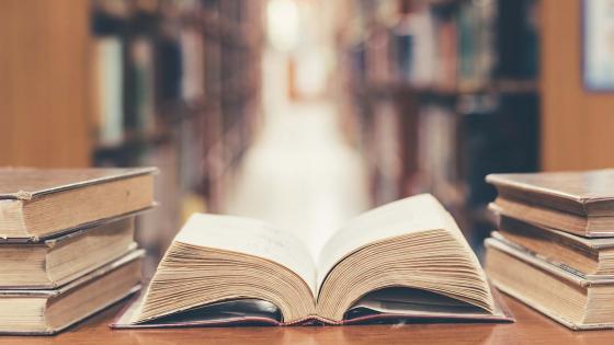 open book in library