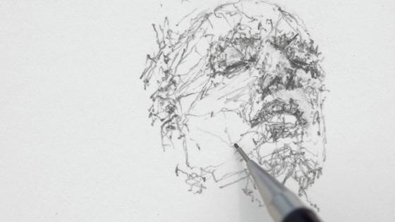 Pencil drawing of face
