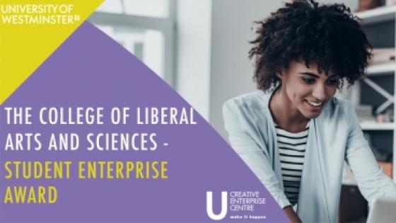 Picture of a woman, the text reads: The college of Liberal arts and Sciences Creative Enterprise Awards