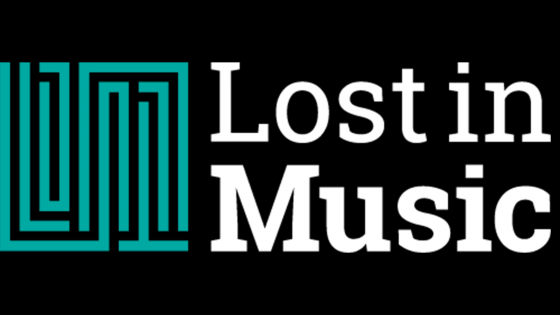 A logo with a geometric drawing with the title 'Lost in Music'