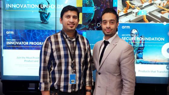 Alumnus Ritish Raghavan with MA Interactive Media Practice Course Leader Savraj Matharu