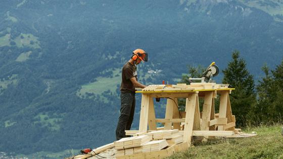 Man working with wood