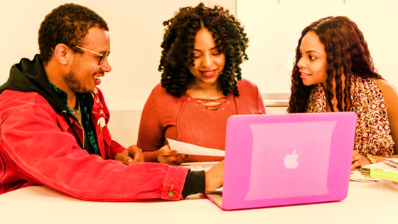 Students working on a laptop