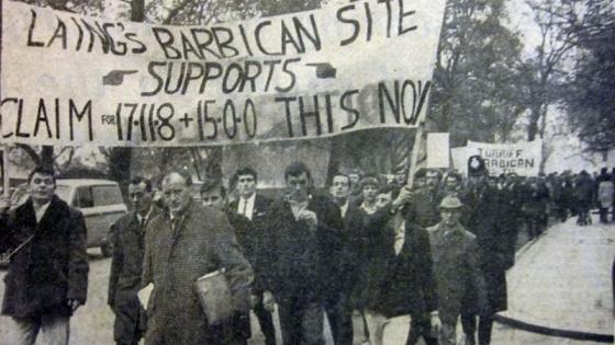 Barbican workers marching for pay claim