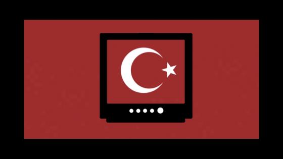 Graphic of the Turkish flag on a television screen