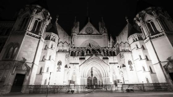 Black and white picture of the Royal Court of Justice