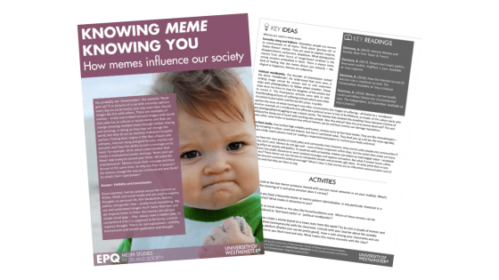 Print out of Knowing meme knowing you EPQ activity card