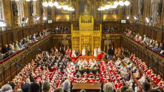 Peers sitting in the The House of Lords, viewed from the galleries