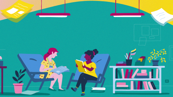 An illustration of students getting support