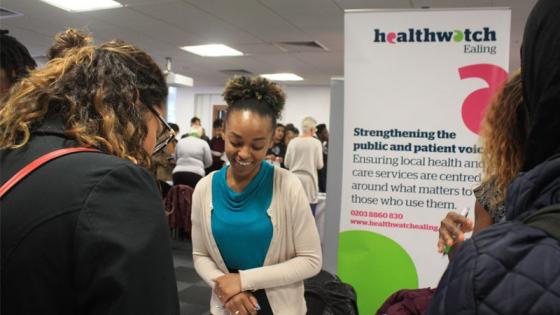 Student at a volunteering fair