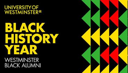 Black History Year Westminster Black Alumni text on black background